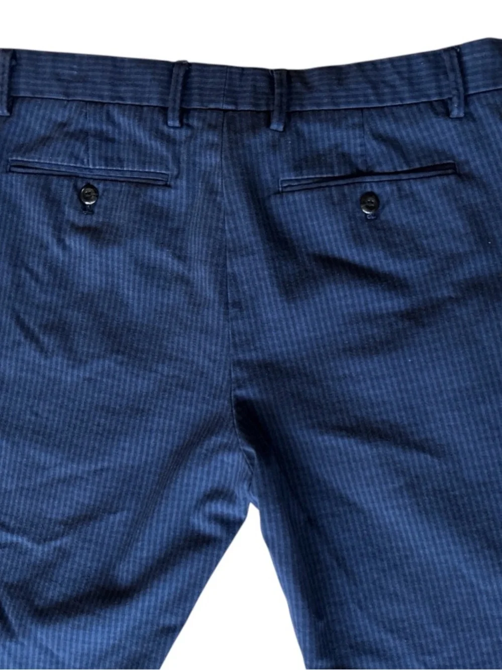 Banana Republic Slim-Tapered Blue Herringbone Cotton Blend Stretch Pants 34 X 30